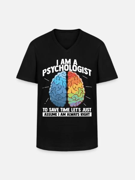 Psychology Brain Psychobilly Freud Therapist - Men's V-Neck T-Shirt - black