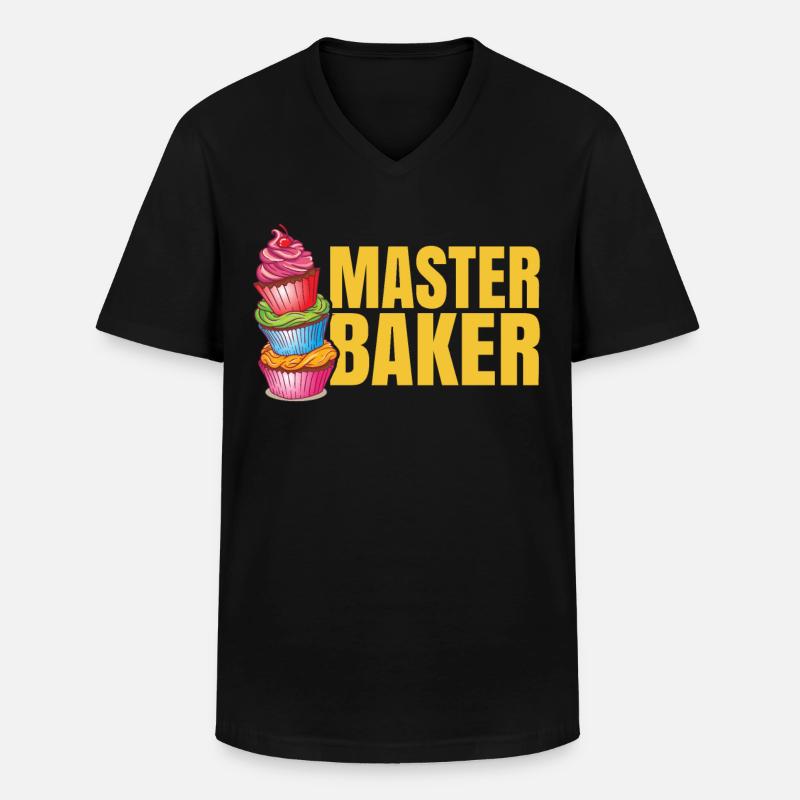 Bäckermeister - Backen Bäcker Bäckerin Cupcake - Männer-T-Shirt mit V-Ausschnitt - Schwarz