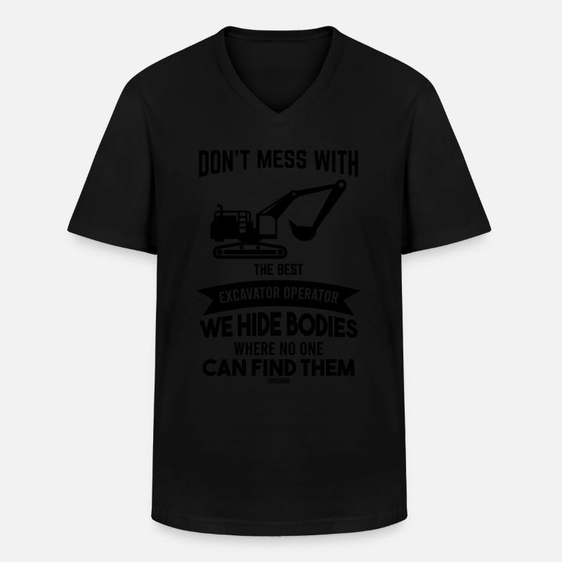 Baggerfahrer - Männer-T-Shirt mit V-Ausschnitt - Schwarz