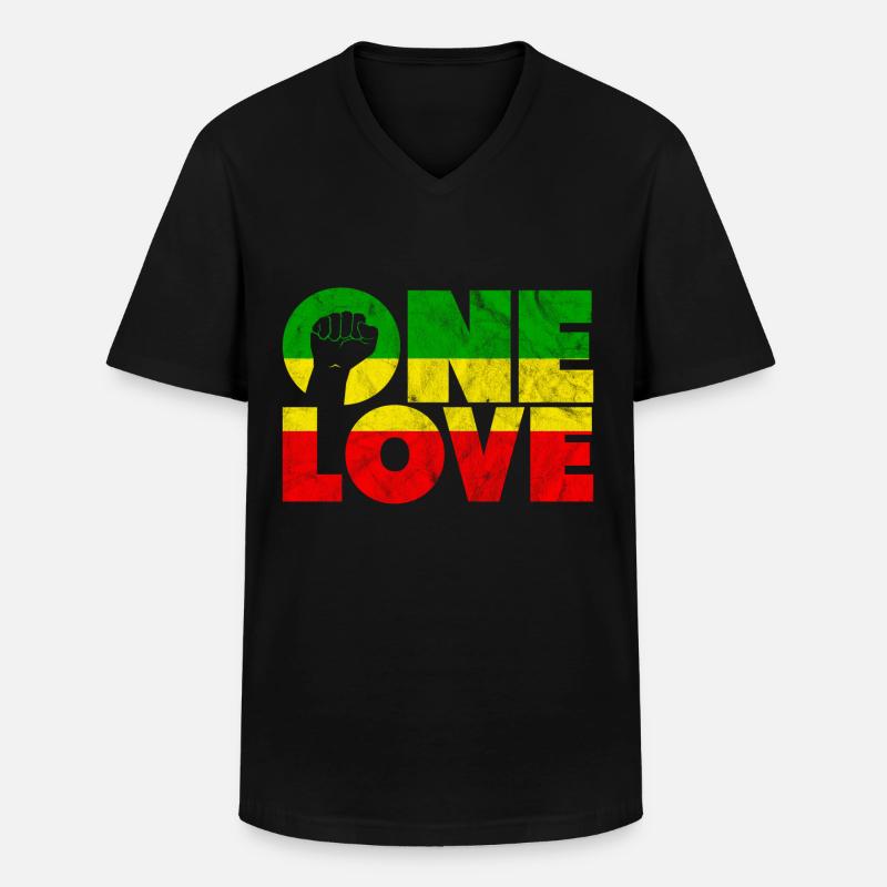 ein Liebesreggae - Männer-T-Shirt mit V-Ausschnitt - Schwarz