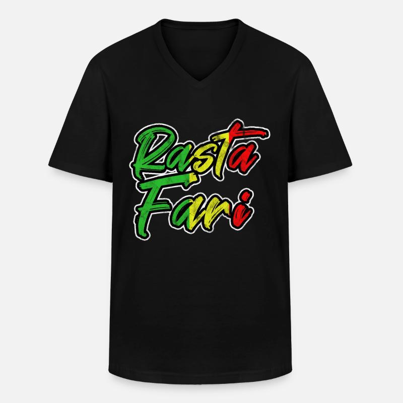 Rastafari - Männer-T-Shirt mit V-Ausschnitt - Schwarz