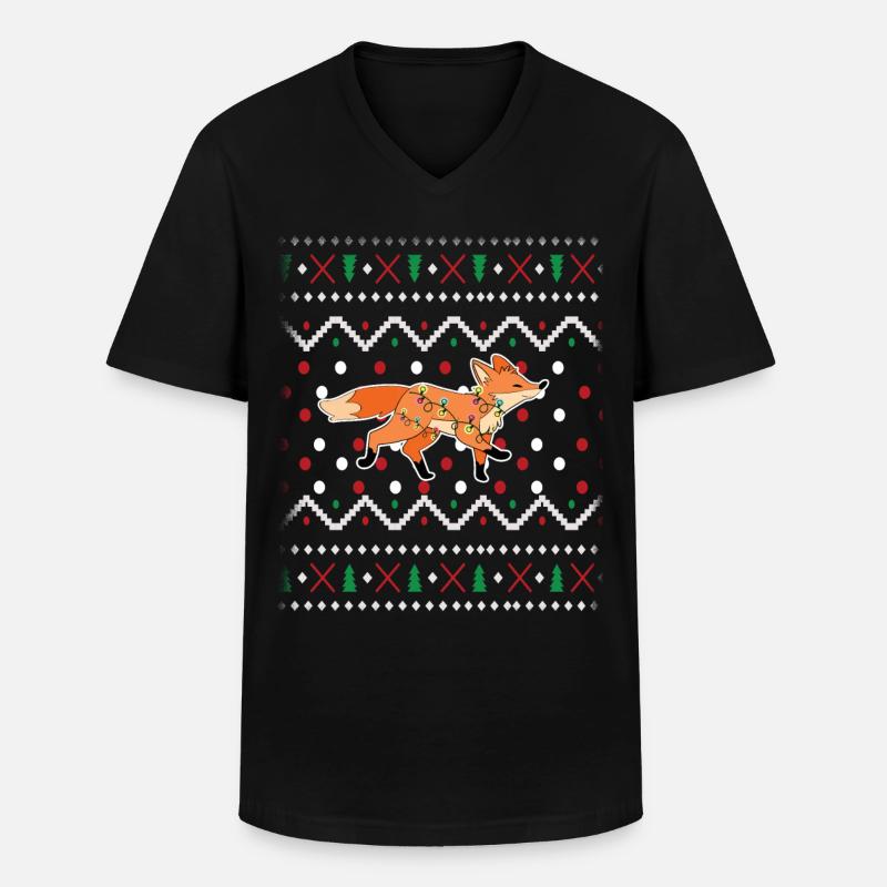 Fuchs - Männer-T-Shirt mit V-Ausschnitt - Schwarz