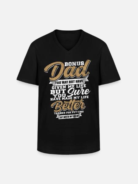 Stedfar far gave til fædre familie - Klassisk herre T-shirt med V-udskæring - sort
