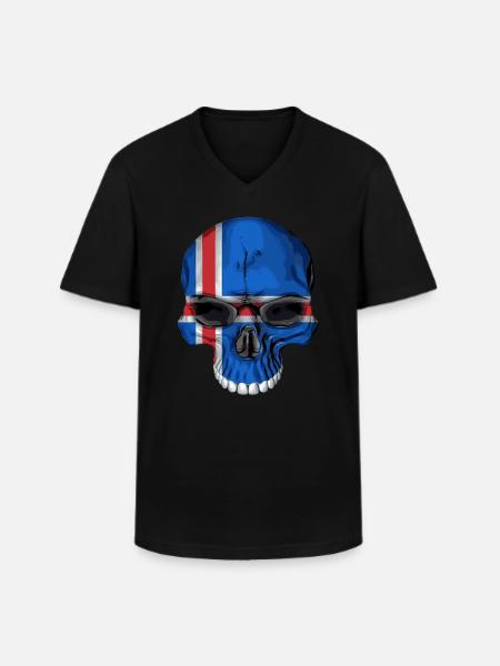 Iceland skull - Men's V-Neck T-Shirt - black