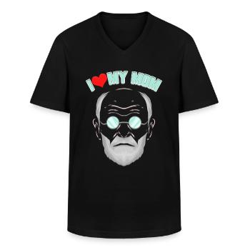I Love my Mum - Funny Psychology & Psychologists - Men's V-Neck T-Shirt - black - Front - AI Model Male 178 dark (178cm)