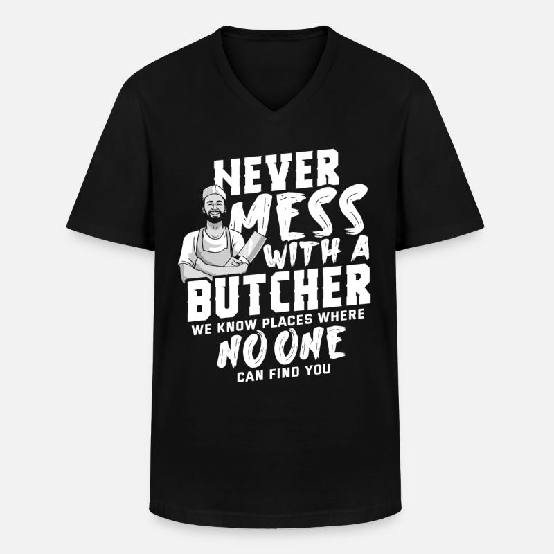 Metzger - Männer-T-Shirt mit V-Ausschnitt - Schwarz