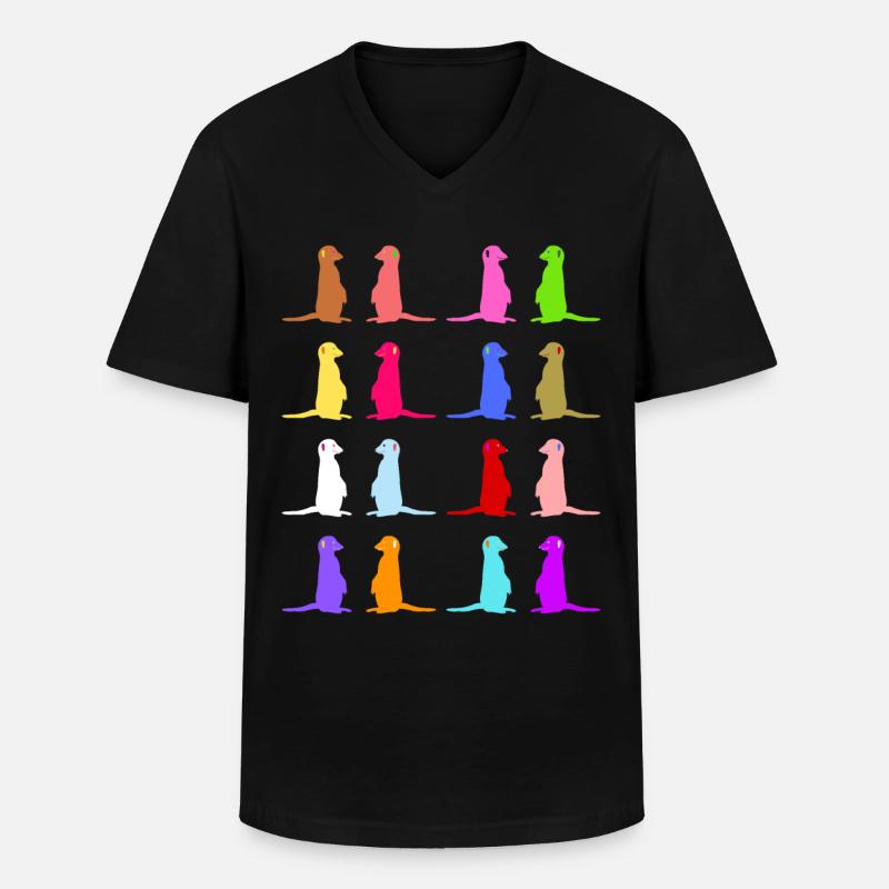 Erdmännchen buntes Retro Design - Männer-T-Shirt mit V-Ausschnitt - Schwarz