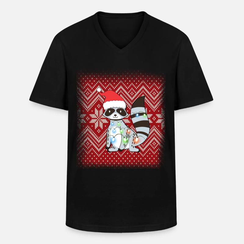 Waschbär Weihnachten - Männer-T-Shirt mit V-Ausschnitt - Schwarz