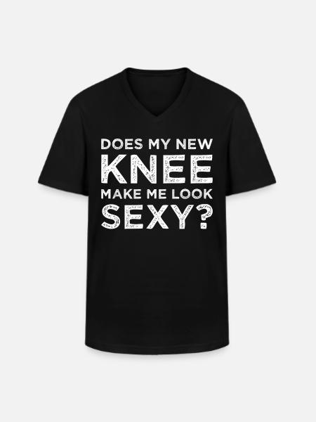 Knie knie chirurgie knie prothese zeggen - Klassiek mannen T-shirt met V-hals - zwart