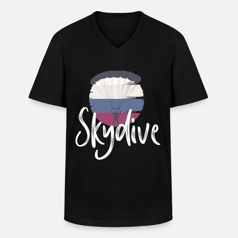 skydiving fallschirm fallschirmspringen skydive - Männer-T-Shirt mit V-Ausschnitt - Schwarz
