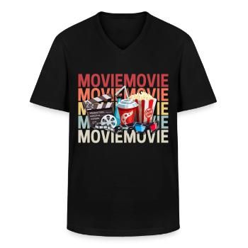 Film - T-shirt col V Homme - noir - Devant - AI Model Male 178 dark (178cm)