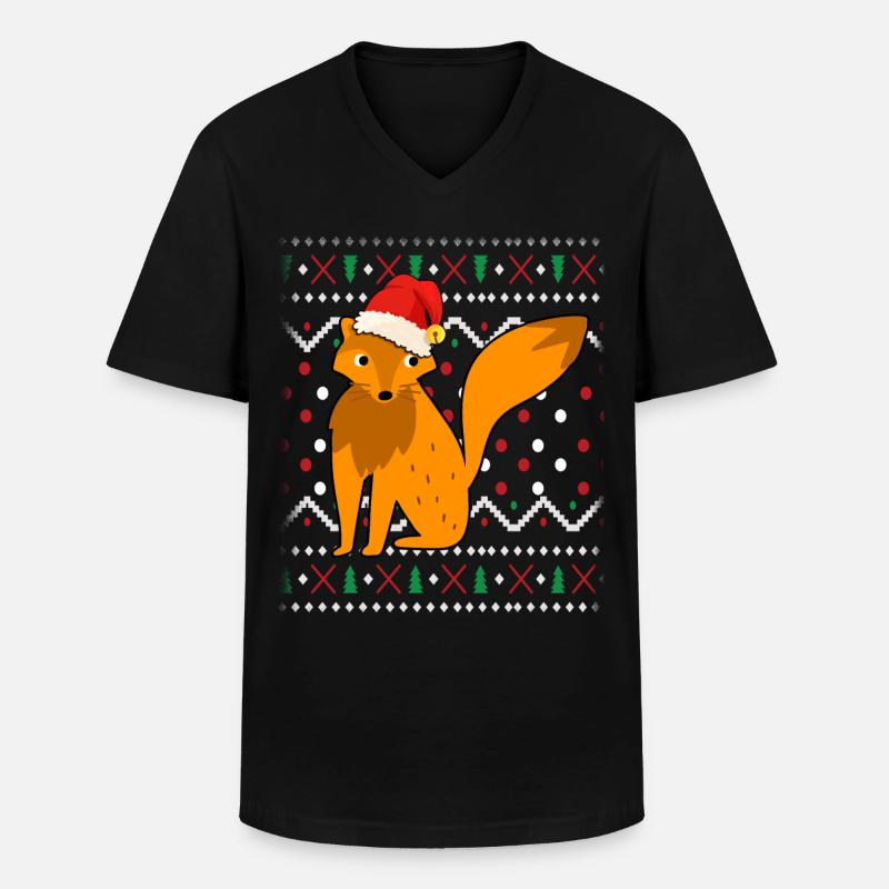 Fuchs Ugly Christmas - Männer-T-Shirt mit V-Ausschnitt - Schwarz