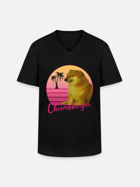 Cheemsburger rétro - T-shirt col V Homme - noir