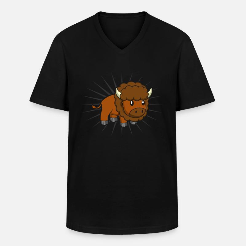 Bison Büffel Liebhaber - Männer-T-Shirt mit V-Ausschnitt - Schwarz