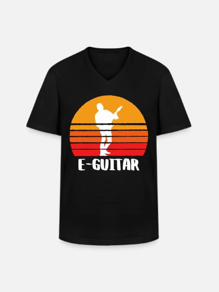 E-Guitar Sunset - Men's V-Neck T-Shirt - black