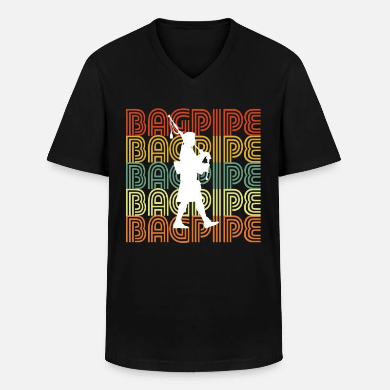 BAGPIPE - Männer-T-Shirt mit V-Ausschnitt - Schwarz
