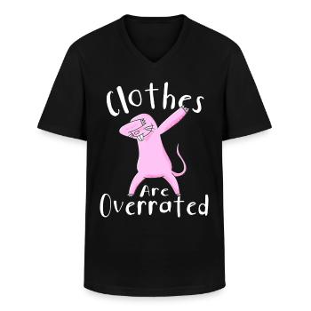 Clothes are naked mole rat Funny nudist overrated - Men's V-Neck T-Shirt - black - Front - AI Model Male 178 dark (178cm)