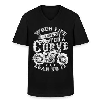 moto - T-shirt col V Homme - noir - Devant - AI Model Male 178 dark (178cm)