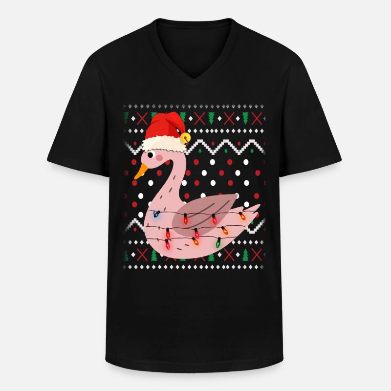 Schwan Ugly Christmas - Männer-T-Shirt mit V-Ausschnitt - Schwarz