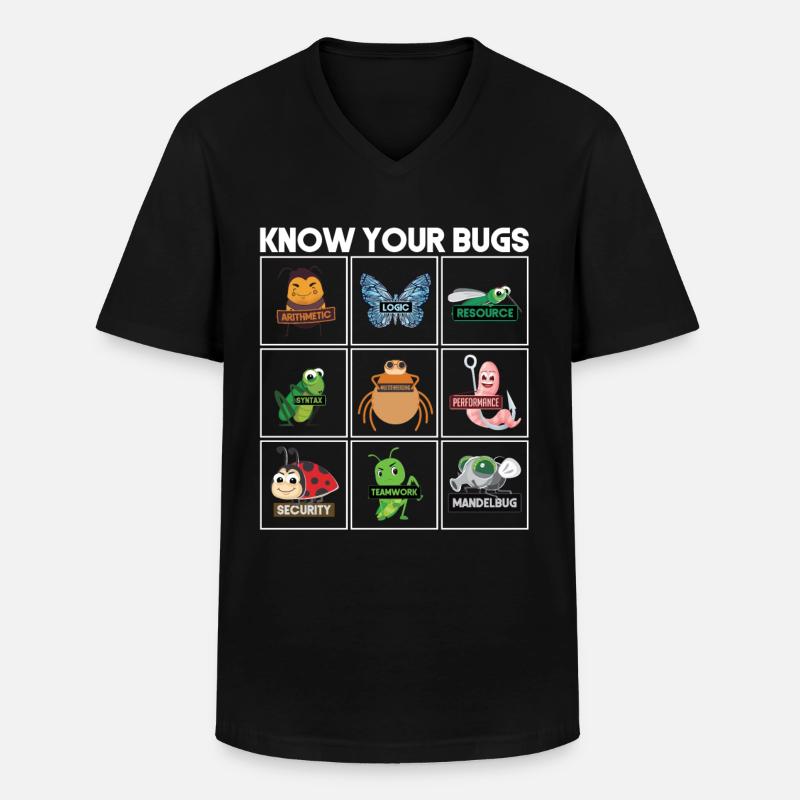 Know Your Bugs Programmierer Coding - Männer-T-Shirt mit V-Ausschnitt - Schwarz