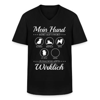 Hundeschule Hundetrainer Mein Hund Hört Aufs Wort - Männer-T-Shirt mit V-Ausschnitt - Schwarz - Vorne - AI Model Male 178 dark (178cm)