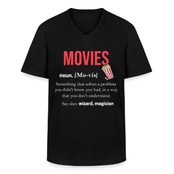 Film - T-shirt col V Homme - noir - Devant - AI Model Male 178 dark (178cm)