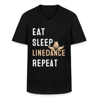 Linedance Western Countrymusic Tanzsport - Männer-T-Shirt mit V-Ausschnitt - Schwarz - Vorne - AI Model Male 178 dark (178cm)