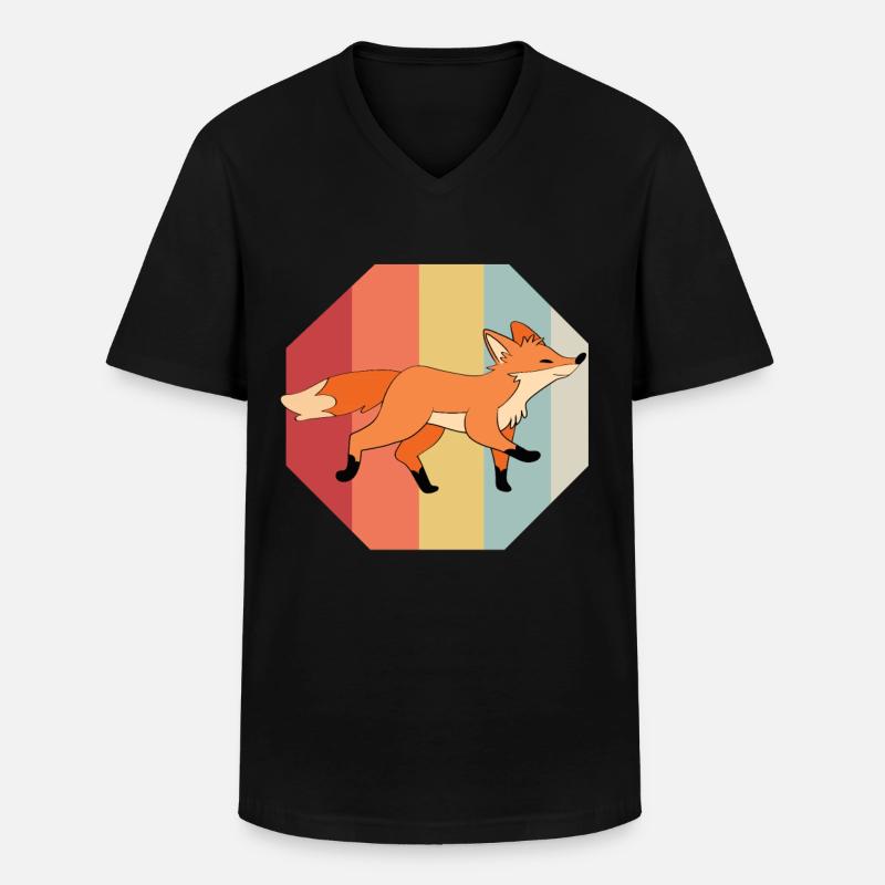 Fuchs - Männer-T-Shirt mit V-Ausschnitt - Schwarz