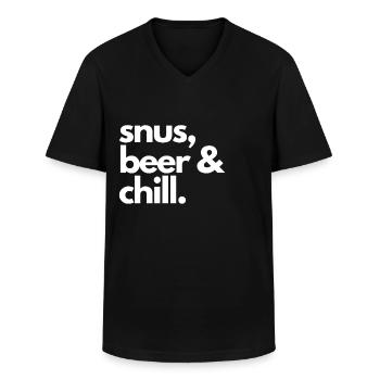 Snus snuser snusing chewing tobacco - Men's V-Neck T-Shirt - black - Front - AI Model Male 178 dark (178cm)