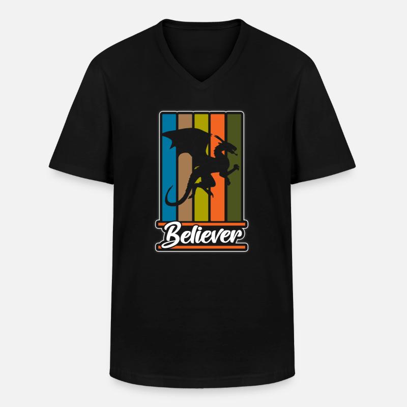 Imagination de feu de dragon - T-shirt col V Homme - noir