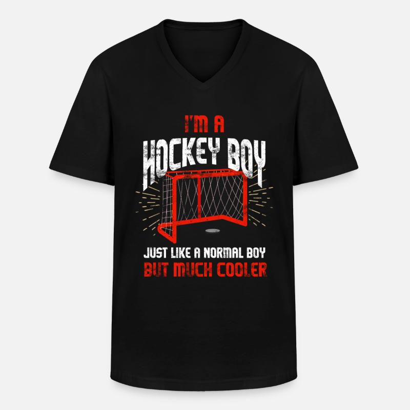 Hockeyspieler Junge - Männer-T-Shirt mit V-Ausschnitt - Schwarz