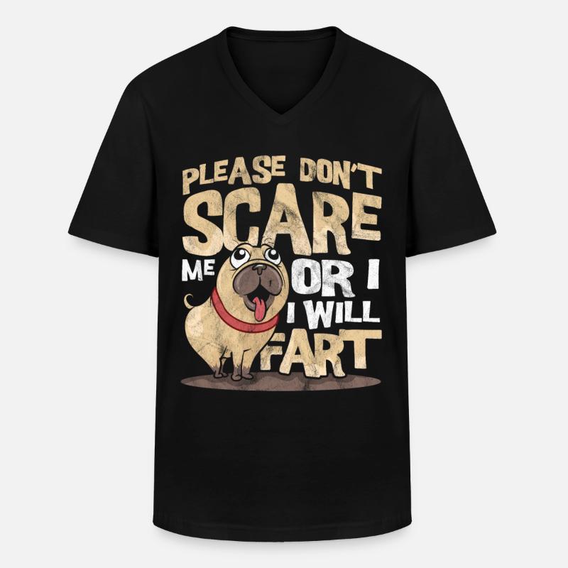 Mops - Männer-T-Shirt mit V-Ausschnitt - Schwarz