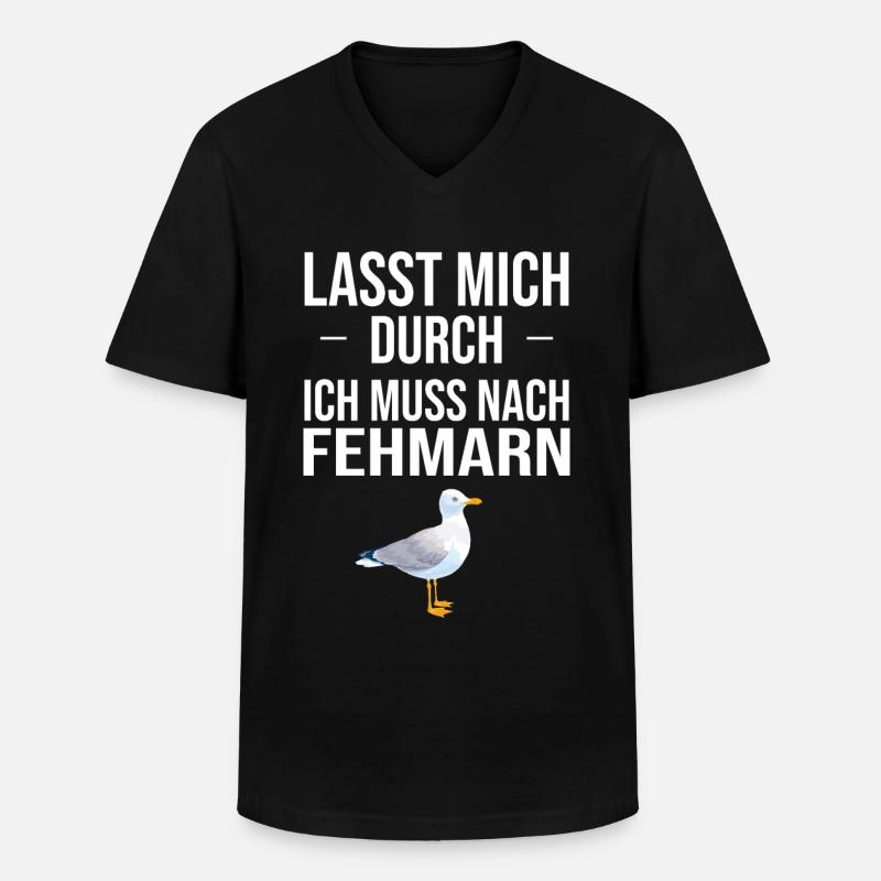 Fehmarn Print - Männer-T-Shirt mit V-Ausschnitt - Schwarz