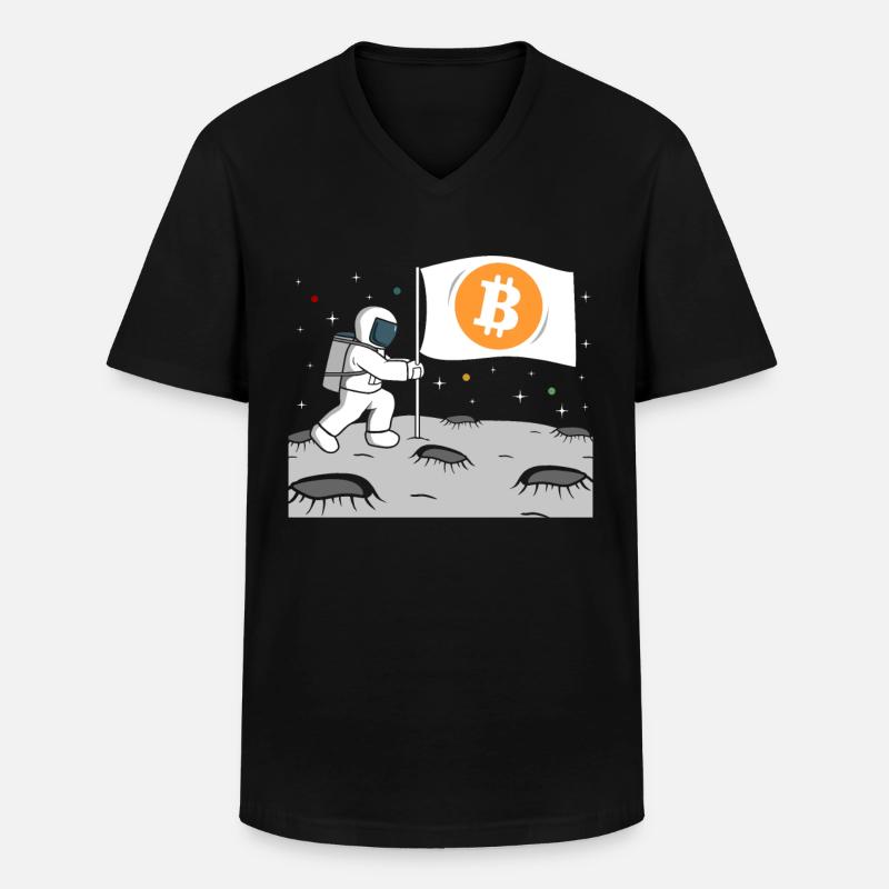 Astronaut Bitcoin Mond BTC - Männer-T-Shirt mit V-Ausschnitt - Schwarz