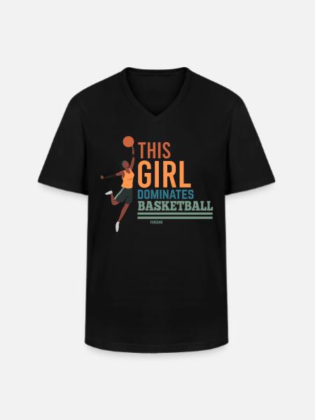 This Girl Dominates Basketball - Men's V-Neck T-Shirt - black