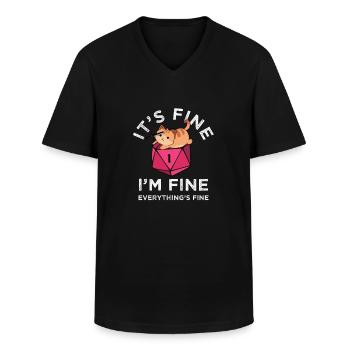It's Fine - I'm Fine - Everything's Fine - Men's V-Neck T-Shirt - black - Front - AI Model Male 178 dark (178cm)