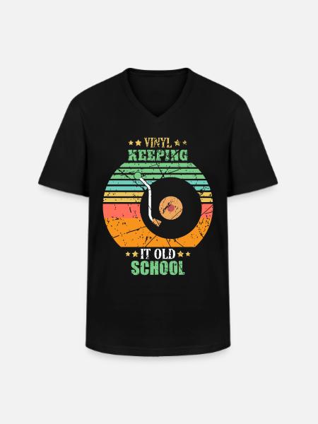 Vinyl DJ turntable - Men's V-Neck T-Shirt - black
