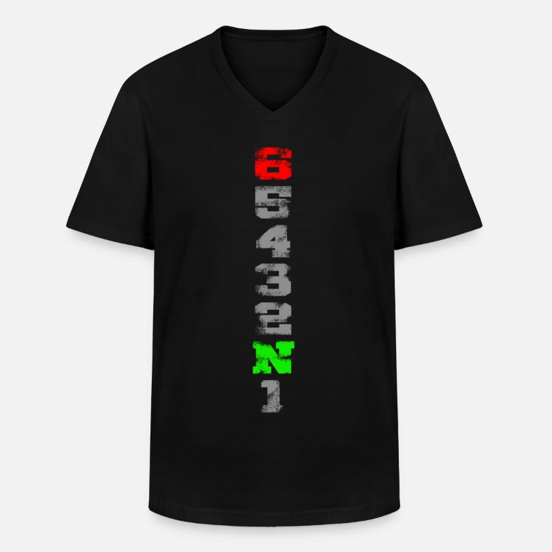 1N23456 used look - Männer-T-Shirt mit V-Ausschnitt - Schwarz