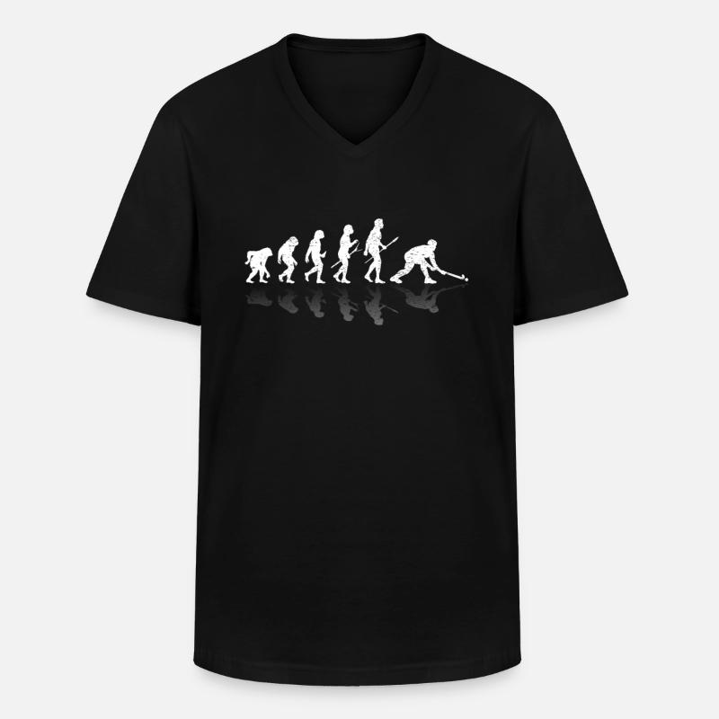 Feldhockey Evolution Geschenk - Männer-T-Shirt mit V-Ausschnitt - Schwarz