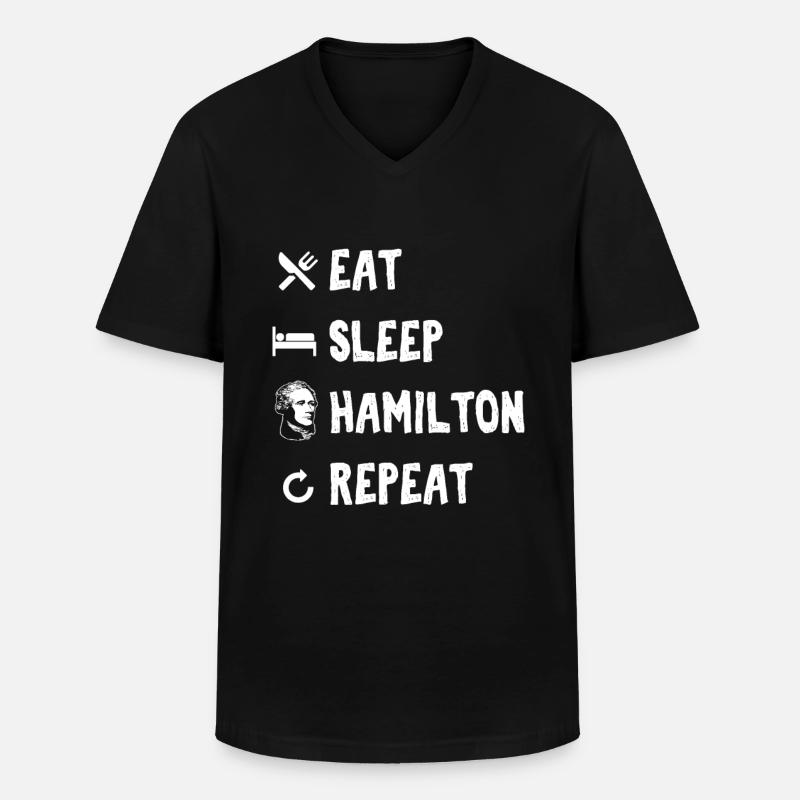 Eat Sleep Hamilton Repeat - Männer-T-Shirt mit V-Ausschnitt - Schwarz