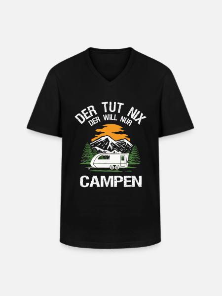 Camping auf dem Campingplatz - Männer-T-Shirt mit V-Ausschnitt - Schwarz