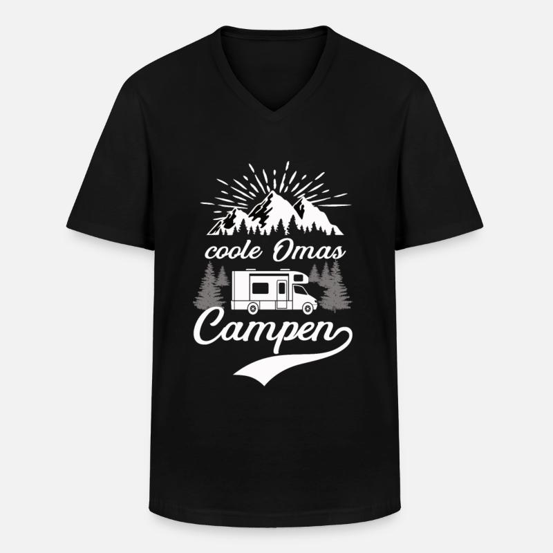 Camping, Wohnmobil, Oma - Männer-T-Shirt mit V-Ausschnitt - Schwarz
