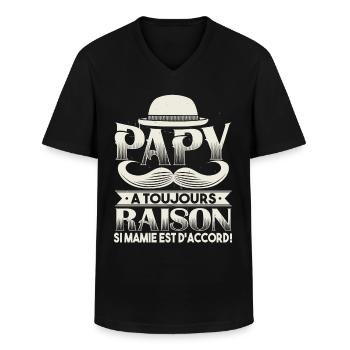 Papy Cadeau Humour Papou Humour - T-shirt col V Homme - noir - Devant - AI Model Male 178 dark (178cm)
