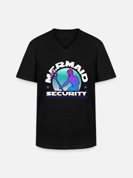 Mermaid Security - Men's V-Neck T-Shirt - black