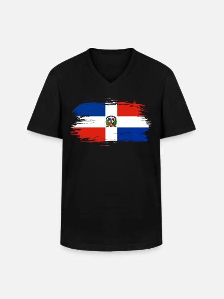 Dominican Republic flag flag - Men's V-Neck T-Shirt - black