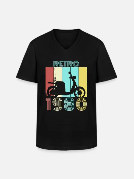1980 80er Rollerfahrer - Männer-T-Shirt mit V-Ausschnitt - Schwarz