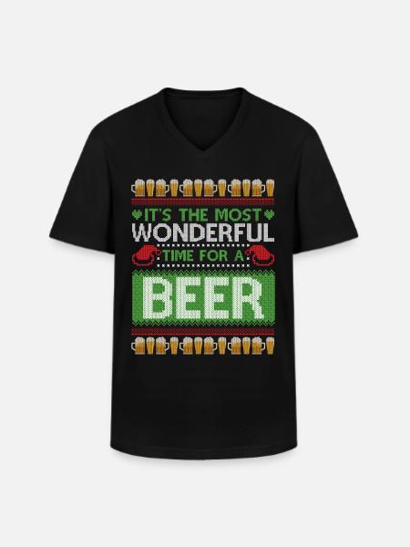 Christmas Beer Ugly Christmas Sweater - Men's V-Neck T-Shirt - black