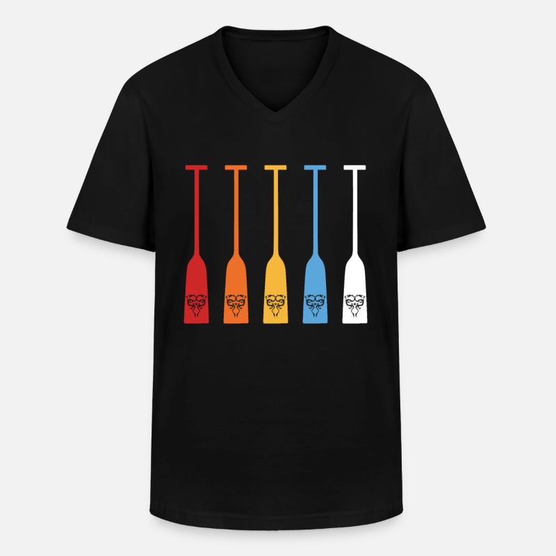 Drachenboot Paddel Retro - Männer-T-Shirt mit V-Ausschnitt - Schwarz