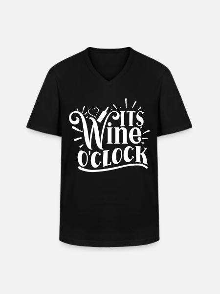 It's Wine O'clock Funny Quote - Men's V-Neck T-Shirt - black