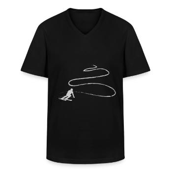 Ski air with leisure and skiing holidays on skis - Men's V-Neck T-Shirt - black - Front - AI Model Male 178 dark (178cm)